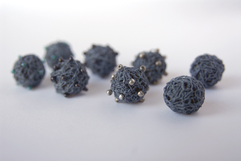 Made by PaperPhine: BlueGray Paper Yarn Beads Made by PaperPhine: BlueGray Paper Yarn Beads