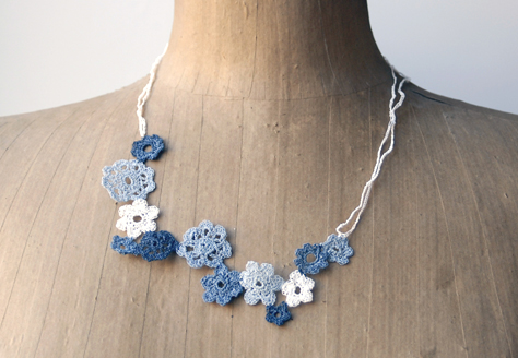 PaperPhine's Blue Small Crocheted PaperYarn Flowers PaperPhine's Blue Small Crocheted PaperYarn Flowers
