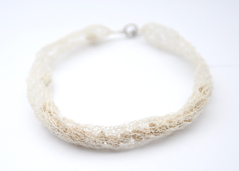 White Knitted Paper Yarn Necklace by refinedbyruth White Knitted Paper Yarn Necklace by refinedbyruth