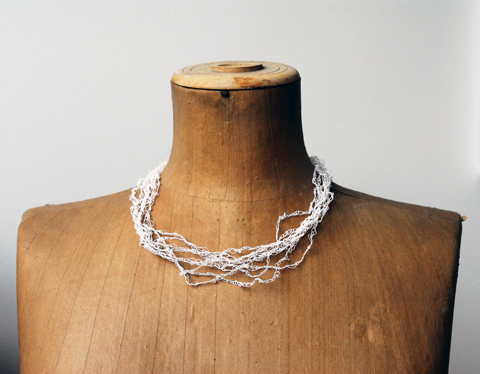 Made by PaperPhine: White Crochet Paper Yarn Necklace made of Paper Yarn