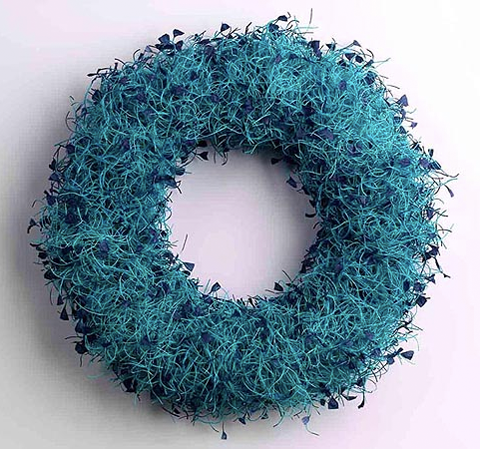 Angela O'Kelly: "Tufty Necklace", hand dyed paper cord, felt, wire, 420mm diameter, 110mm 