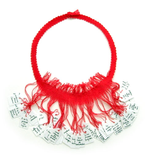 Florence Jaquet Necklace: Perles insolites 2007 Price tags, cotton 47 cm