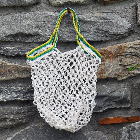 Crocheted White Paper Twine Bag