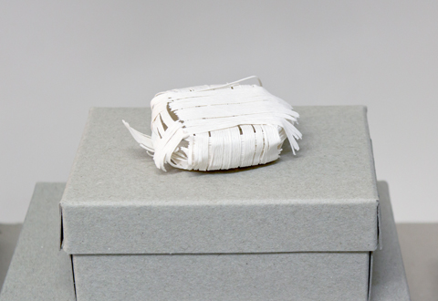 peng brooch by Sophie Baumgärten made of PaperPhine's paper twine, tissue paper and a stainless steel brooch pin