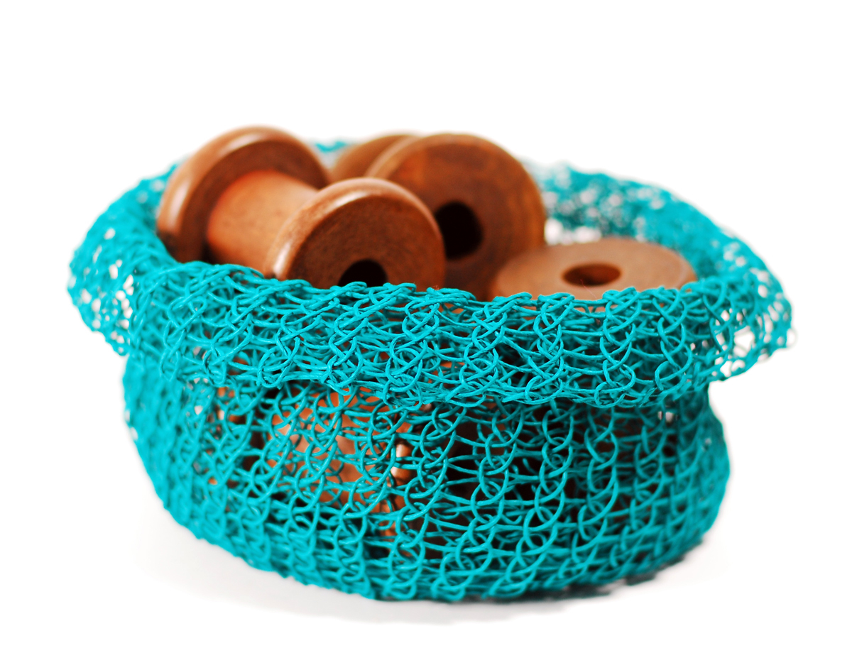 PaperPhine: Knit Paper Twine Basket made with PaperPhine's Knit Basket DIY Kit