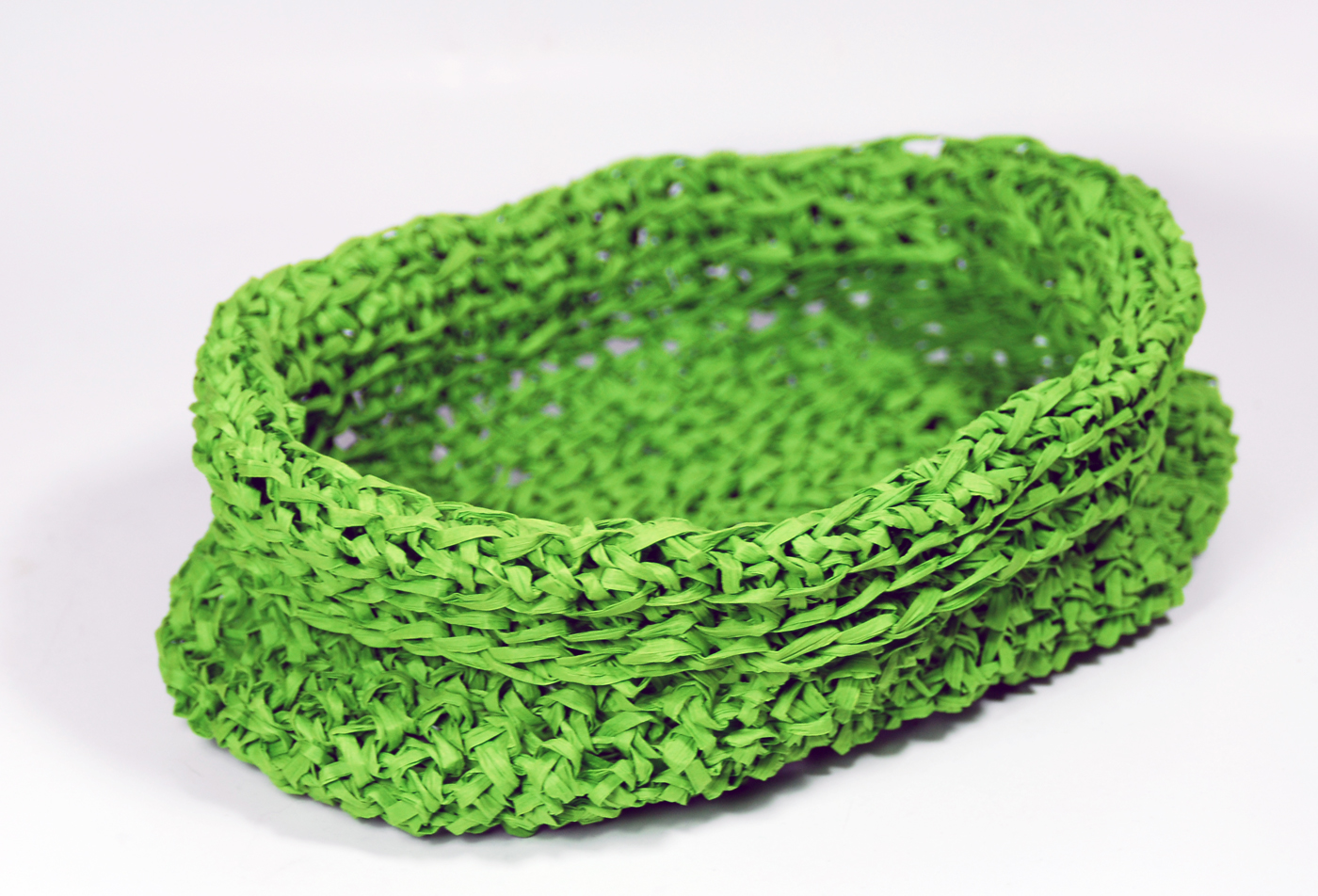 PaperPhine: Green Crochet Paper Raffia Basket