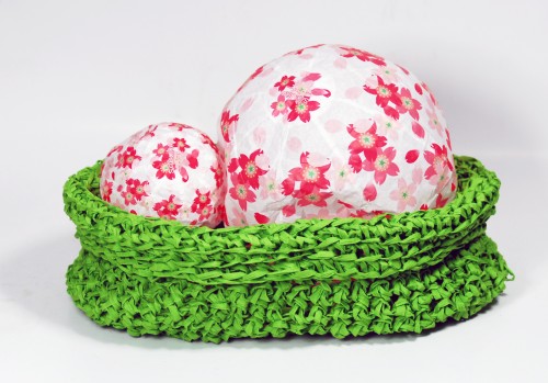 PaperPhine: Green Crochet Paper Raffia Basket