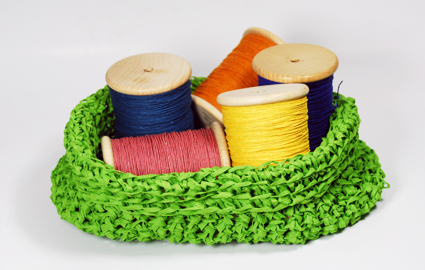 PaperPhine: Green Crochet Paper Raffia Basket