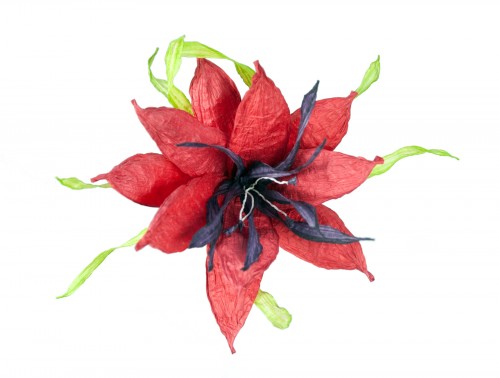 Paper Flower in Red - Deep Red and Aubergine