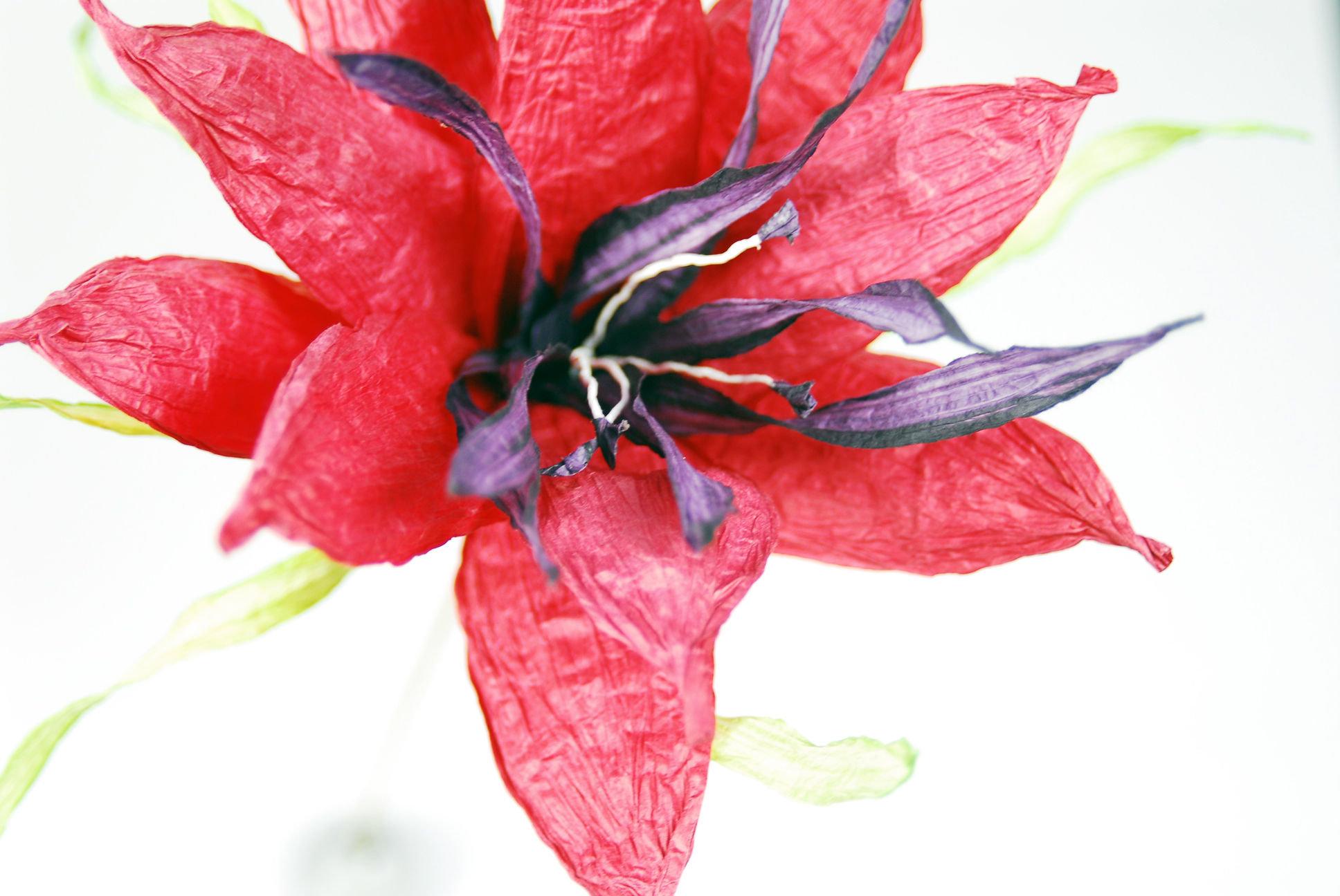 Paper Flower in Red - Deep Red and Aubergine